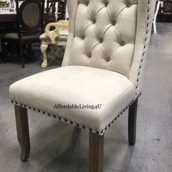 Beige Wingback Dining Chairs Set Of 2 Brand New In Box 