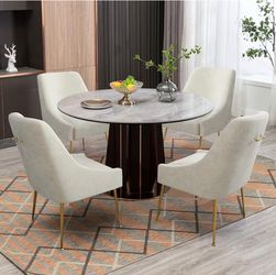 Beige Velvet Dining Chair set of 4