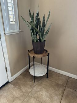 Modern Wood & Marble Side Table