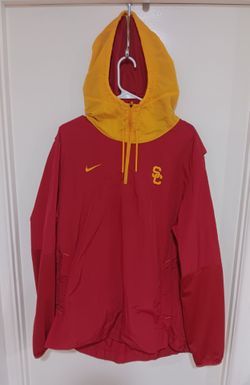 Men's Nike USC burgundy yellow half-zip lightweight jacket swoosh logo large kangaroo pocket