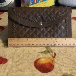 Vintage Leather Brown Checking Wallet 