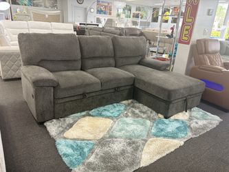 Gray Sleeper Sectional Sofa W/ Pull-out Extension For Sale ( We Deliver)