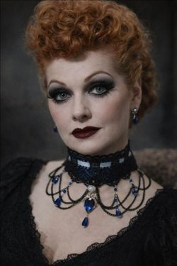 Handmade Gothic Lace & Ribbon Choker with Moonstone, Iolite, Blue Crystal Beads & Chains