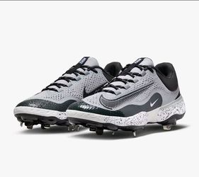 Men's Nike Alpha Huarache 4 Elite Low Gray Black White Metal Baseball Cleats Sz 11.5 ⚾️