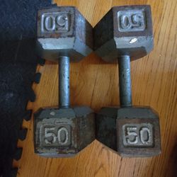 50lb Metal Hex Dumbbells 