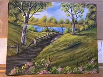 Path to lake painting