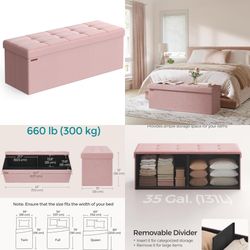 43 Inches Folding Storage Ottoman Bench, Ottoman Foot Rest, End of Bed Bench, Storage Chest, Load 660 lb, for Living Room, Bedroom