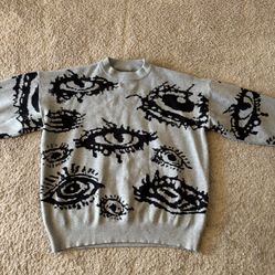 Women’s Grunge Punk Eye Print Sweater 