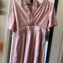 Rose Wood Or Pale Pink Color Long Dress