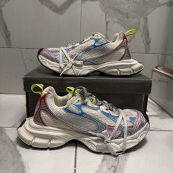 Balenciaga 3xl sneakers in white with blue, pink, and red