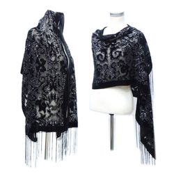 Hot glitter floral velvet scarf
