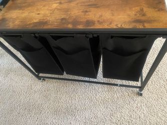 Laundry Sorter Table with 3 Fabric Hamper