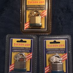 3 Tucson USA Professional Tools Laminated Padlock With Keys