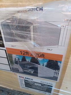 12ftx20ft Metal Carport w/ Sidewalls. New in Crate!