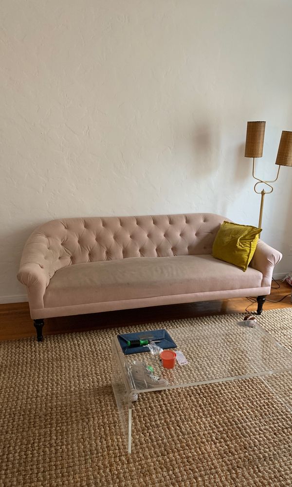 Custom Pottery Barn velvet tufted sofa for Sale in Los Angeles, CA