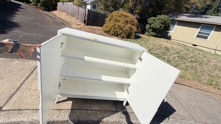 FREE White Wood Cabinet with Shelves