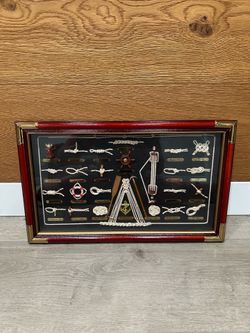 Nautical Knot Board Shadow Box Wall Decor Sailor Maritime Rope Knots 20x12.25”
