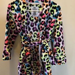 Girls bathrobe justice size 8/10 colorful Leopard print