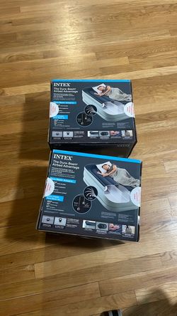 Lot 2 Mid Rise Airbed Twin Size Air Mattress with Internal Pump and Pillow