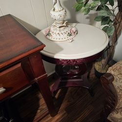 Victorian Living Room Set,  Sofa, 2 Chairs , Marble Top Coffee Table and 2 Marble  Top Side Tables 