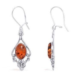 Baltic Amber Earrings in Sterling Silver 