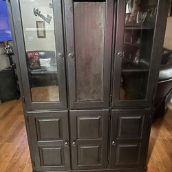 Black Wooden China Cabinet 