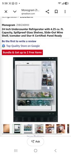 NEW MONOGRAM PANEL READY REFRIGERATOR 24 INCH UNDERCOUNTER