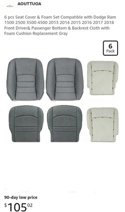 NEW6PCS SEAT COVER & FOAM SET COMPATIBLE WITH DODGE RAM