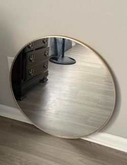 Gold Trim Round Mirror