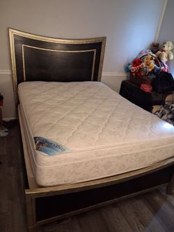Queen size bed frame and mattress with dresser