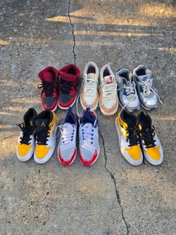 6 pair of jordans