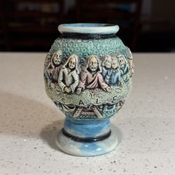 Vintage 1960s Religious Last Supper Votive Candle Holder – Portugal