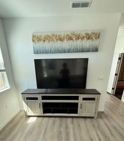 White and Dark Wood TV Stand / Media Console - Brand NEW - Big