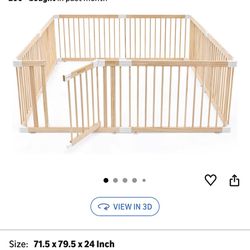 Baby Gate Playpen Wooden Playpen for Babies and Toddlers Large Play Yards Baby Fence Play Area 71.5 x 79.5 x 24 inch