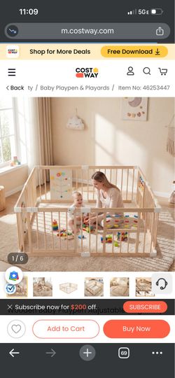 Brand new baby playard natural wood