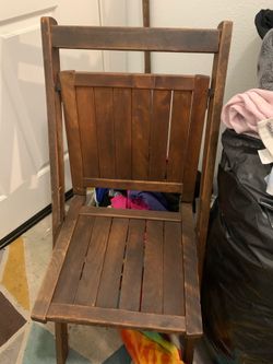1920s Antique Wooden Slat Back Folding Chairs- Set of 2
