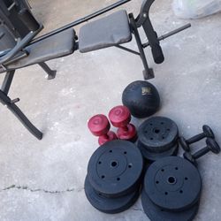 Bench And Weights 136 Lbs Plus Slam Ball Make An Offer All Together.