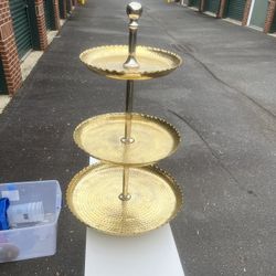 Banquet Three Tiered Server. Gold & Silver $15
