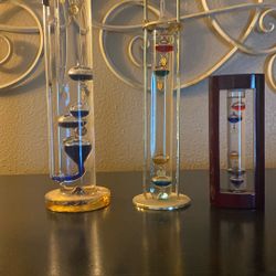 Glass Galileo Thermometer with 5 Multi Colored Balls
