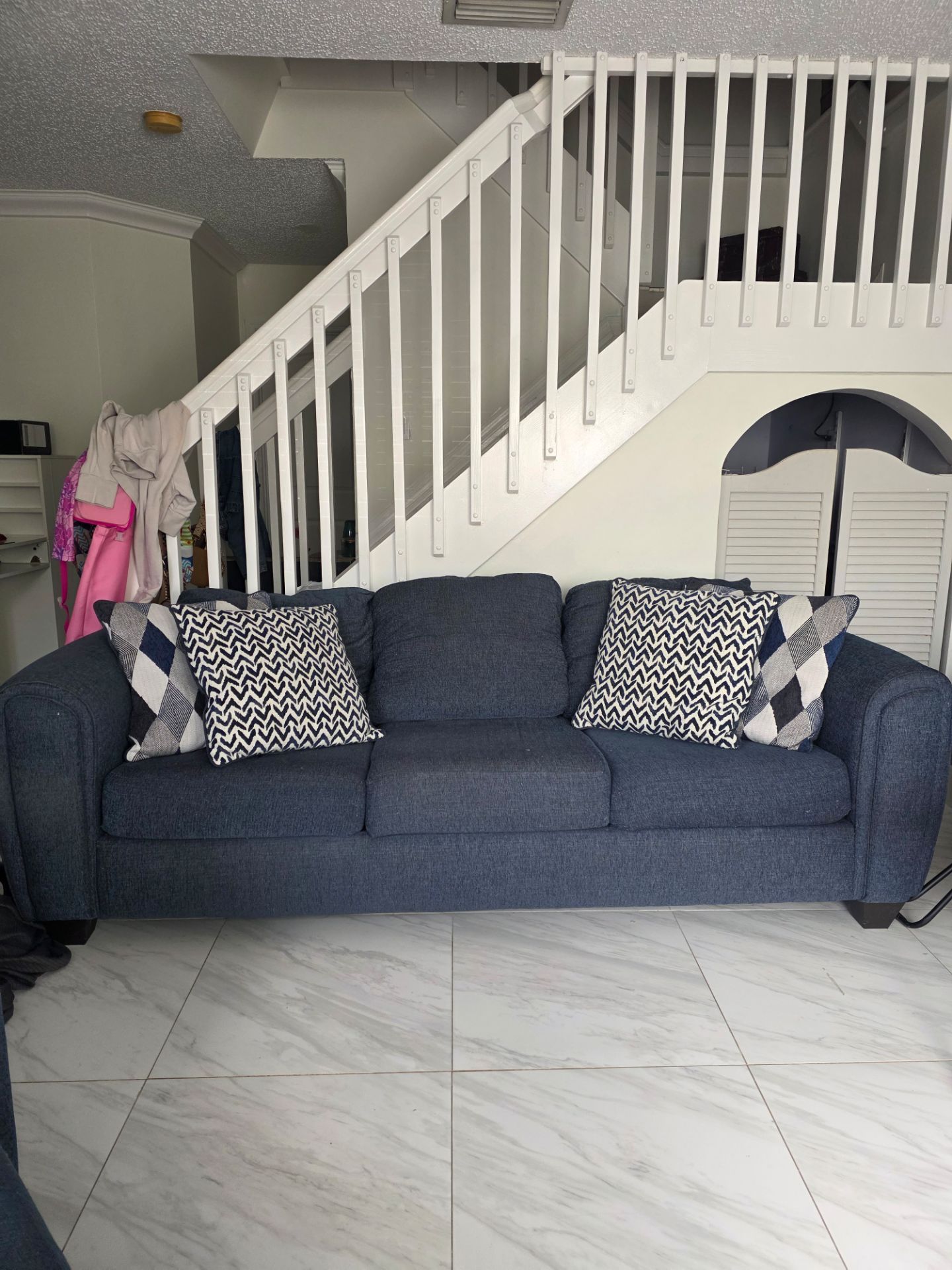 Navy blue sofa + loveseat