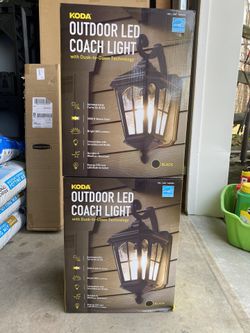 Two Koda Bentham Matte Black Dusk to Dawn Outdoor LED Coach Light
