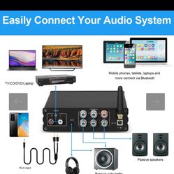 DPA30 Stereo Audio Receiver Amplifier 2.1 Channel Mini Hi-Fi Bluetooth 5.0 Audio Component Amplifier 50 Watt x2+100 Watt for Home Outdoor Passive Spea