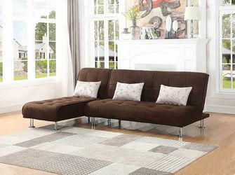 NEW Modern Brown Microfiber Sofa bed Sleeper Sectional with reversible Chaise