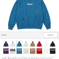 Supreme Hoodie box logo Large, and a New Era Beanie, both matching blue