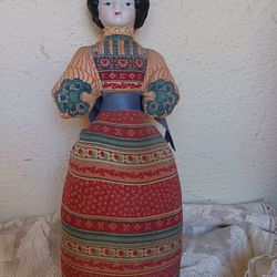 Avon Pincushion Doll Porcelain Head Cloth Body