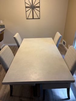 Concrete Dining Table with 4 Chairs