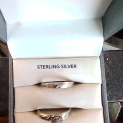 Ring Set ,Size 7 ,Diamond Cut Sterling Silver.