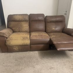Brown Dual Recliner Couch