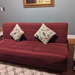 Red Convertible Sofa 