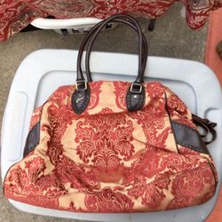 Fendi Large Tote Satchel Shoulder Beach Purse Gold Red Maroon Tan Zucchini Canvas Bag